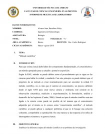 INFORME DE PRÁCTICA DE LABORATORIO. “Método científico”. Página 1