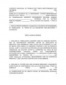 CONTRATO INDIVIDUAL DE TRABAJO POR TIEMPO INDETERMINADO