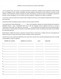 Programa “Concurso de lectura en voz alta y comprensión”. Página 1