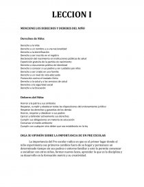 LECCION I MENCIONE LOS DERECHOS Y DEBERES DEL NIÑO. Página 2