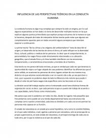 INFLUENCIA DE LAS PERSPECTIVAS TEÓRICAS EN LA CONDUCTA HUMANA. Página 1