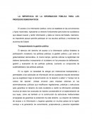 LA IMPORTACIA DE LA INFORMACION PÚBLICA PARA LOS PROCESOS DEMOCRATICOS