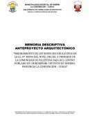 MEJORAMIENTO DE LOS SERVICIOS EDUCATIVOS EN LA I.E. N° 38894 DEL NIVEL INICIAL Y PRIMARIO DE LA COMUNIDAD DE PALESTINA BAJA DEL CENTRO POBLADO DE CHIRUMPIARI, DISTRITO DE KIMBIRI, PROVINCIA LA CONVENCIÓN – CUSCO
