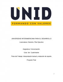 Interpretación textual y redacción de reporte. Página 1
