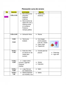 Planeación curso de verano. Página 1