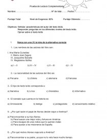 Prueba de Lectura Complementaria 7°. Página 1