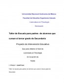 Taller de Escuela para padres de alumnos que cursan el tercer grado de Secundaria