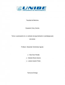 Tema: La persuasión en un contexto de argumentación; la estrategia para convencer.. Página 1