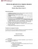 Informe de aplicación de un régimen aduanero