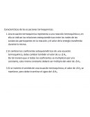 Características de las ecuaciones termoquímicas.