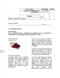 Comprensión lectora quinto básico. Página 1
