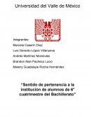 Sentido de pertenencia a la institución de alumnos de 6° cuatrimestre del Bachillerato