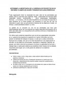 DETERMINE LA IMPORTANCIA DE LA GERENCIA DE PROYECTOS EN SU ENTORNO O CAMPO DE ACCIÓN Y ENUNCIE SUS CARACTERÍSTICAS