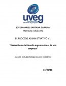 EL PROCESO ADMINISTRATIVO V1 “Desarrollo de la filosofía organizacional de una empresa”
