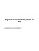 Programas de capacitación del personal año 2018