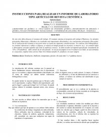 INSTRUCCIONES PARA REALIZAR UN INFORME DE LABORATORIO TIPO ARTÍCULO DE REVISTA CIENTÍFICA. Página 1