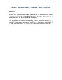 CHECK LIST DE CONTROL INTERNO PARA REPORTE FINANCIERO – COSO III. Página 1