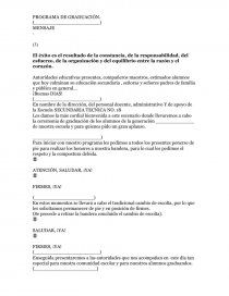 Programa de graduacion escolar. Página 1