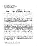 Kant: sobre la lenta ilustración del público