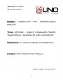 INFORMACIÓN PÚBLICA, TRANSPARENCIA Y RENDICIÓN DE CUENTAS EN MÉXICO