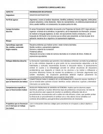 ELEMENTOS CURRICULARES 2011. Página 1