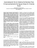 Automatización De Un Sistema De Bombeo Para El Aprovechamiento De Aguas Grises En Vivienda Rural