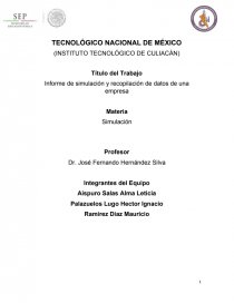 Informe de simulación y recopilación de datos de una empresa. Página 1
