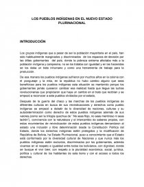 LOS PUEBLOS INDÍGENAS EN EL NUEVO ESTADO PLURINACIONAL. Página 1