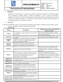 Procedimiento Evaluación de Proveedores