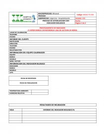 PROCESO DE ESTERILIZACION CON INDICADOR BIOLOGICO. Página 1