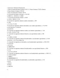 Problemas de Sistemas Numericos. Página 1