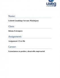 Idioma Extranjero Licenciatura en gestión y desarrollo empresarial. Página 1