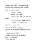 Cambios que estoy experimentando procesos de cambio de niño a adulto