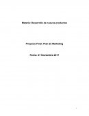 Materia: Desarrollo de nuevos productos Proyecto Final: Plan de Marketing