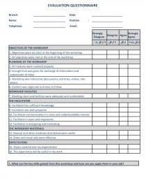 Evaluation questionnaire Traning. Página 1