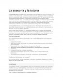 Tutoria y Asesoria La asesoría y la tutoría