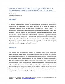 INFLUENCIA DEL ESCEPTICISMO EN LAS ESCUELAS MÉDICAS DE LA ANTIGUA GRECIA: LA ESCUELA MÉDICA METÓDICA Y LA EMPÍRICA. Página 1