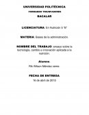 Ensayo sobre la tecnología, cambio e innovación aplicada a la nutrición.