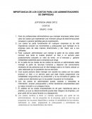 IMPORTANCIA DE LOS COSTOS PARA LOS ADMINISTRADORES DE EMPRESAS