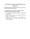 Actividad de estudio independiente de la Unidad VI