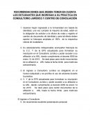 RECOMENDACIONES QUE DEBEN TENER EN CUENTA LOS ESTUDIANTES QUE INGRESAN A SU PRÁCTICA EN CONSULTORIO JURÍDICO Y CENTRO DE CONCILIACIÓN