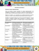 Evidencia: Valores organizacionales