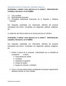 Actividades a realizar como ejercicio. Administración contable y financiera en las PyMES