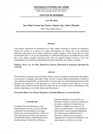 Ley de ohm ensayo. Página 1