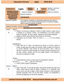 Planeacion de ingles de 5to. grado