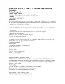 Transcripción de MEZCLAS ASFALTICAS POROSAS CON ADICIONES DE POLIMEROS. Página 1