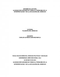 ALGUNAS REFLEXIONES EN TORNO AL PROBLEMA DE LA INTERPRETACION Y DE LA APLICACIÓN DEL DERECHO. Página 1