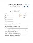 SOLICITUD DE INGRESO “DELFINES” UGM