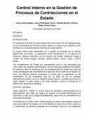 Control Interno en la Gestión de Procesos de Contracciones en el Estado