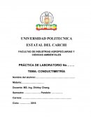 PRÁCTICA DE LABORATORIO.CONDUCTIMETRÌA